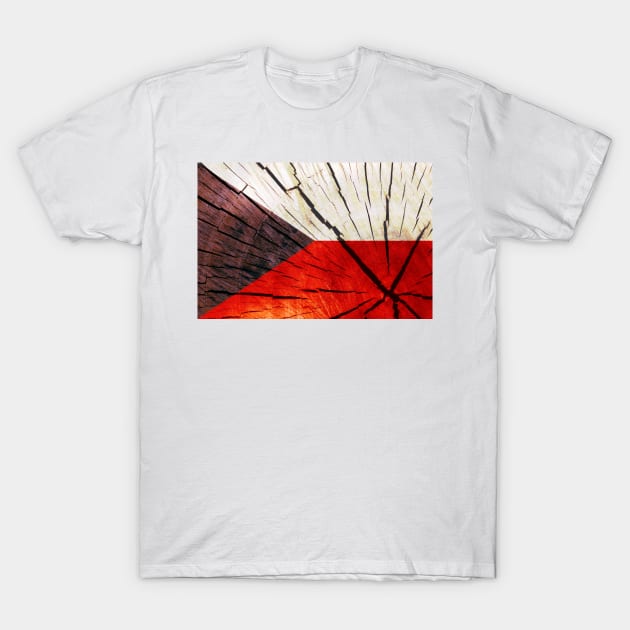 Flag of the Czech Republic - Tree Trunk Wood T-Shirt by DrPen